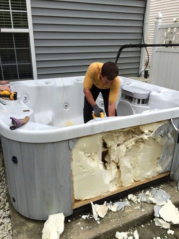 Bathroom fixtures and debris removed